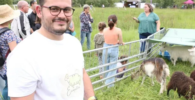 photo  pierre giroux, fondateur de la société ecopattes, lors d’une animation autour de l’écopâturage à la fête de la nature, samedi 25 mai 2024, sur le site de la mergeoire à la flèche (sarthe).  &copy;  ouest-france 