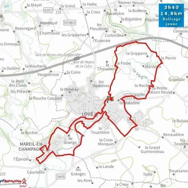 photo il faudra suivre le balisage jaune pour ce circuit.  ©  ffrs
