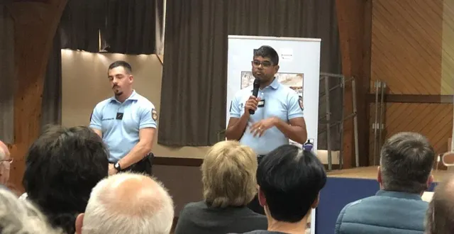 photo  le lieutenant kichenama a présenté le dispositif participation citoyenne aux habitants de vion, jeudi 23 mai 2024.  &copy;  ouest-france 