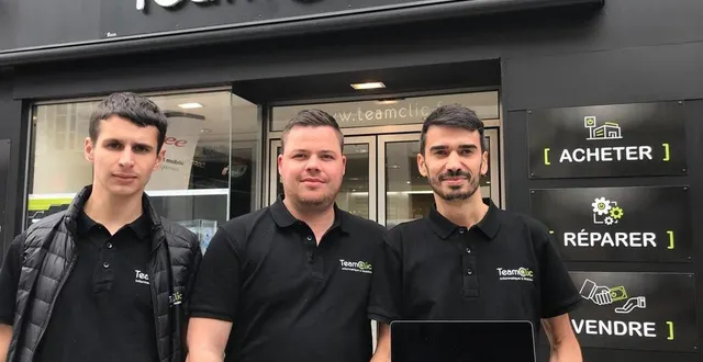 photo  de gauche à droite, benjamin guitter, steven dupont-montier et florian pinard, associés de team clic qui ouvre à la flèche ce samedi 1er juin 2024.  &copy;  le maine libre 