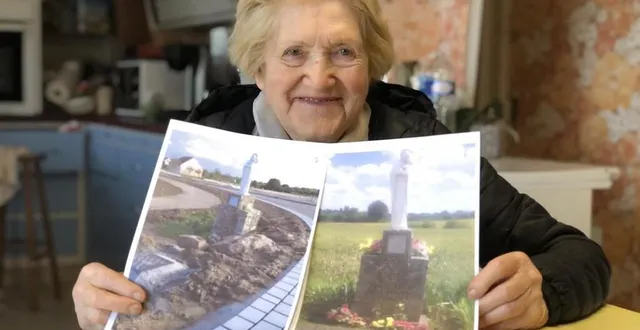 photo  marie-thérèse daunay et la « vierge des mortrons », à sargé-lès-le mans, après et avant modification des lieux.  &copy;  le maine libre 