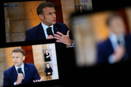 photo Emmanuel Macron lors de son entretien aux 20 heures. SEBASTIEN BOZON/AFP 