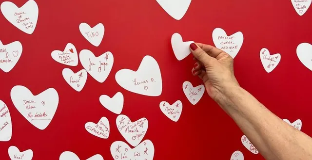 photo  des « stick-cœurs » au profit de mécénat chirurgie cardiaque.  &copy;  mécénat chirurgie cardiaque 