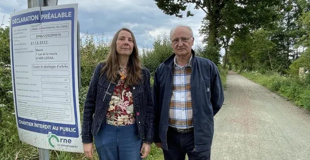 photo  nora liberalotto, présidente de l’association bien vivre dans le perche, et jean-paul daveau, président de l’association perche avenir environnement, sur la voie verte entre loisail et réveillon.  &copy;  ouest-france 
