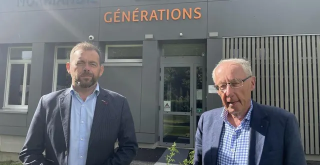 photo  didier chesnais et jean-marie de jacquelot, directeur et président de la fondation normandie générations, basée à flers (orne), lors de l’inauguration des nouveaux locaux, vendredi 14 juin 2024.  &copy;  ouest-france 