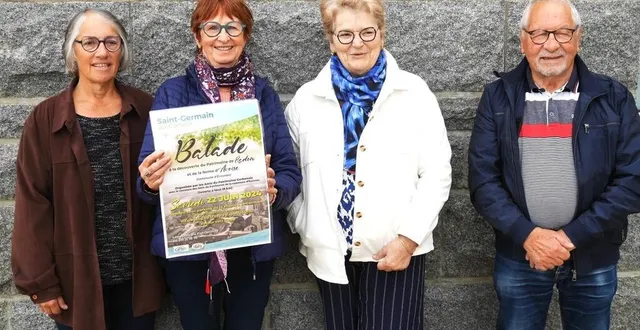 photo  christiane cochelin, maire adjointe, sylvie bombek, marie-noëlle troucelier, jean l’hostis, des amis du patrimoine corbenois, présentent l’affiche de la balade à la ferme d’avoise.  &copy;  ouest-france 