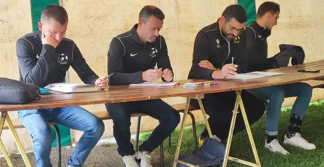 photo  augustin grosbois, david fefeu, david hermagné et mathieu jouneaux ont dirigé l’assemblée générale de la saint-pierre d’angrie, vendredi 14 juin, au stade.  &copy;  ouest-france 