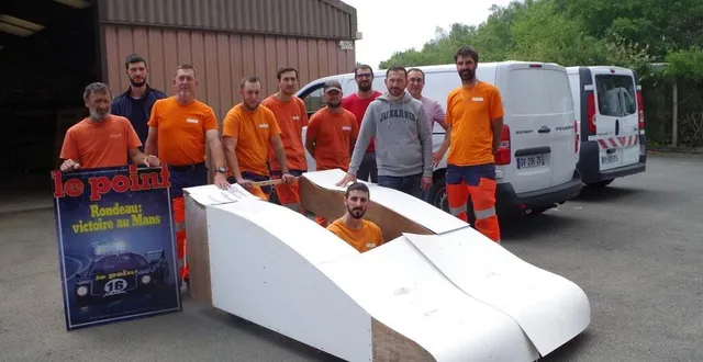 photo  les agents techniques municipaux préparent leur bolide à l’aérodynamique digne des voitures de jean rondeau. l’équipe est au taquet pour finaliser sa machine.  &copy;  le maine libre 