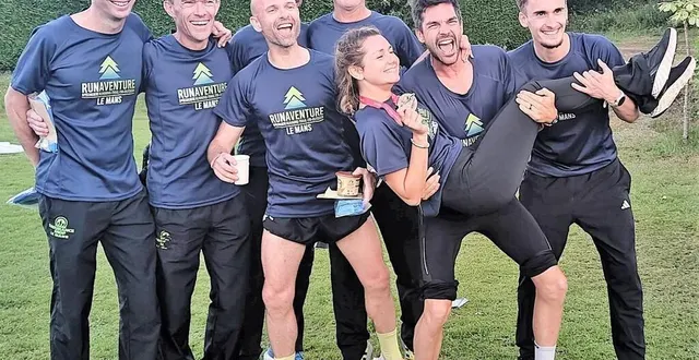 photo  l’équipe gagnante, titi et ses gros minets, a réalisé 191 tours du parcours en boucle de 1 000 mètres balisé sur le complexe sportif michel-geoffroy.  &copy;  le maine libre. 