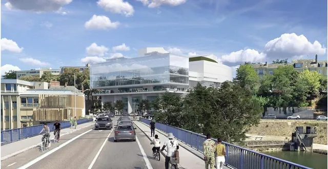 photo  l’extension construite côté sarthe au dessus des parkings disposera d’un bar sur son toit.  &copy;  agence guervilly-mauffret 