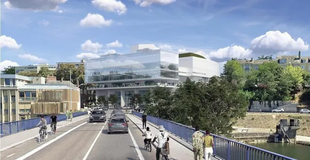 photo  vue du pont de fer. le futur palais des congrès sera composé d’une façade en verre avec vue sur la rivière sarthe.  &copy;  dr 