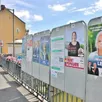 photo les affiches des candidats au premier tour de l’élection législatives à sablé-sur-sarthe, dimanche 30 juin 2024.