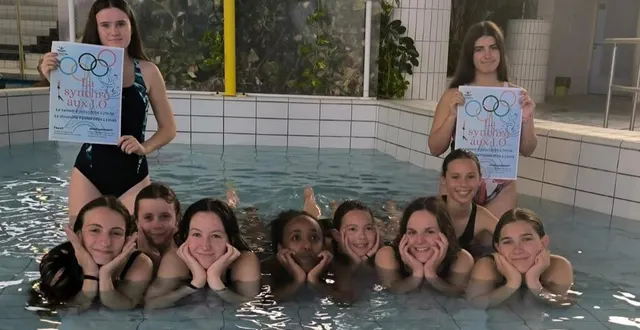 photo  une partie des filles de la section natation artistique de l’usf natation qui présenteront leur gala « la synchro aux jo », samedi 6 et dimanche 7 juillet 2024, à la piscine l’îlébulle.  &copy;  ouest-france 