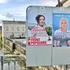 photo les affiches électorales des deux candidates du second tour, dimanche 7 juillet 2024, à sablé-sur-sarthe.