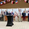photo  à l’occasion de la fête communale et patronale, élus, habitants et représentants de l’établissement giel don bosco se sont réunis dans la salle des fêtes pour commémorer les 80 ans de la libération de giel-courteilles (orne). 