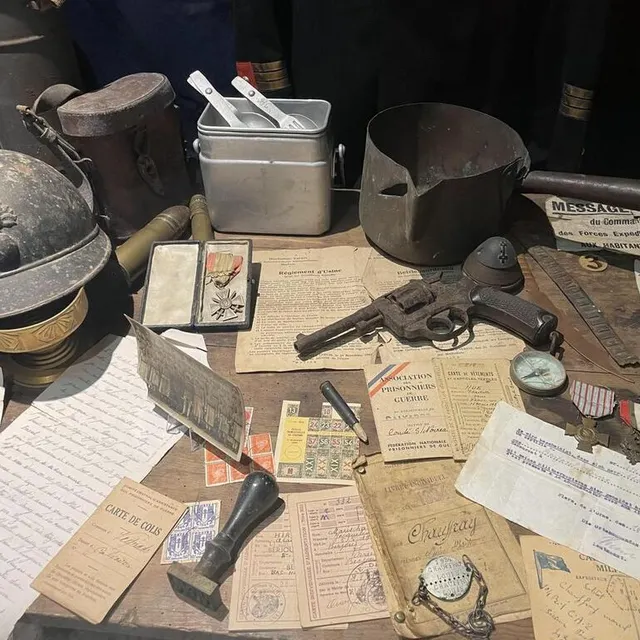 photo des archives tirées de la période de l’occupation et de la libération de berjou, exposées au musée de berjou (orne).  ©  archives ouest-france