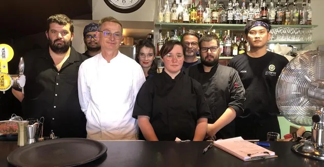 photo  l’équipe du restaurant le comptoir de l’école accueille rémi hulin, laurent verrier, aurélia levêque et mathieu duvieux tous les jeudis.  &copy;  ouest-france 