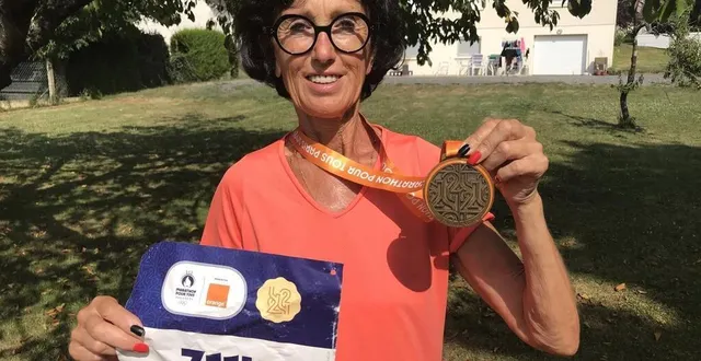 photo  josette desbois, une habitante de crosmières, a couru le marathon pour tous ce samedi 10 août 2024 entre paris et versailles.  &copy;  le maine libre 