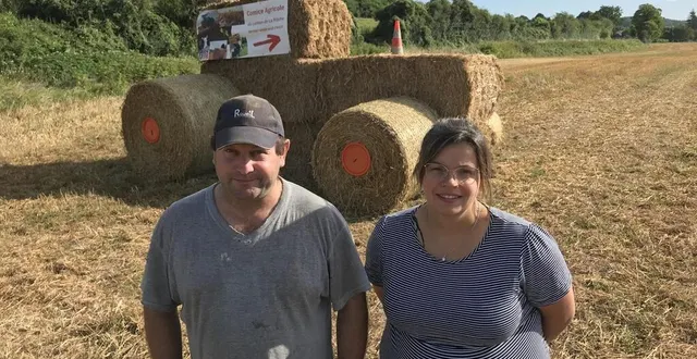 photo  stanislas davoine, éleveur, et laura manceau, femme d’agriculteur, deux des trois coprésidents du comice agricole de mareil-sur-loir du 23 au 25 août 2024.  &copy;  le maine libre 