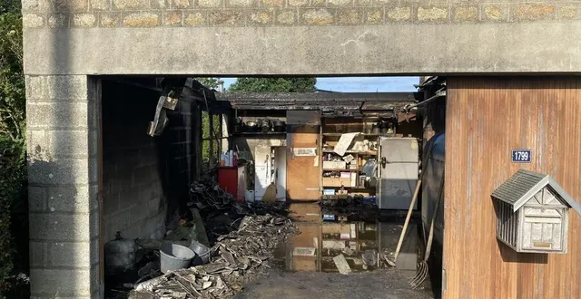 photo  le garage cerisy-belle-étoile (orne) a été en bonne partie ravagé par les flammes, ce mardi 20 août 2024.  &copy;  ouest-france 