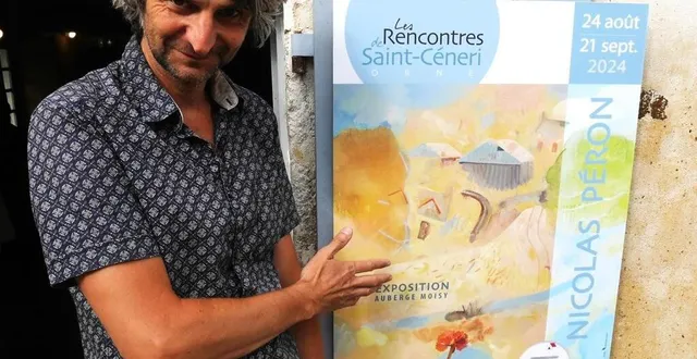 photo  nicola péron présente l’affiche de son exposition à l’auberge des sœurs moisy.  &copy;  ouest-france 