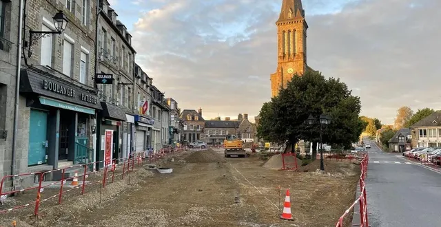 photo  les travaux de la place saint-vigor ont débuté à la fin du mois d’août à athis-val-de-rouvre, dans l’orne.  &copy;  ouest-france 
