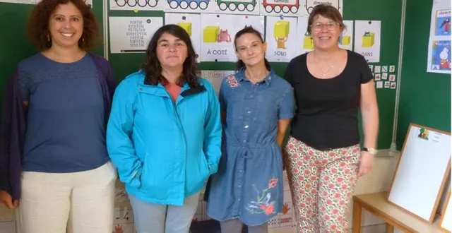 photo  de gauche à droite, myriam pelletier, institutrice de la classe maternelle, ingrid billion, cantinière, karine bresson, atsem et caroline rossignol, directrice de l’école.  &copy;  ouest-france 