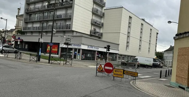 photo  la rue des poulies à alençon est fermée pour cause de travaux.  &copy;  ouest-france 