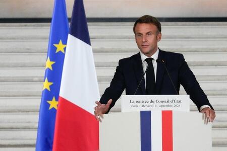 photo Emmanuel Macron prononce un discours à l’occasion de la rentrée du Conseil d’État à Paris, le 11 septembre 2024. MICHEL EULER/AFP 