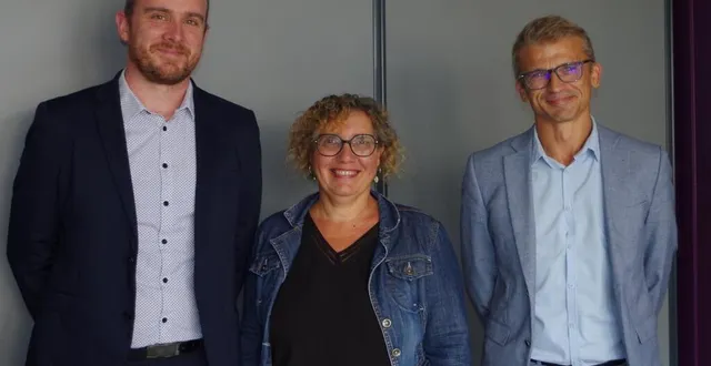 photo  guillaume dequirez, principal adjoint, estelle jean, secrétaire générale et julien frenal, principal, entament tous les trois leur 2e année au collège de champagné.  &copy;  le maine libre 