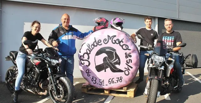 photo  karine gurtner, mickaël monsimier, simon mangonaux et vincent picard font partie des chevilles ouvrières de la deuxième édition de l’opération octobre rose à moto, à sablé-sur-sarthe.  &copy;  ouest-france 