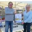 photo  ghislaine flotte, présidente, bernard gueffier, trésorier, de l’association le triangle des artistes présentent l’affiche des 6 x 4heures de la peinture et des arts édition 2024. 