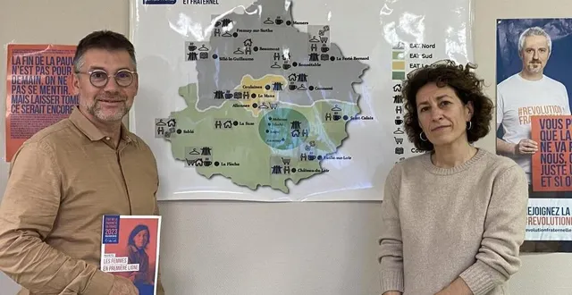 photo  françois soulard, délégué départemental du secours catholique et anne-sophie hébert, la présidente.  &copy;  photo : le maine libre 