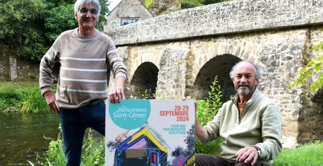 photo  les amis de saint-céneri avec ici, patrick bouleau et marc chatain, le président, proposent des rencontres avec 30 artistes amis et girois  &copy;  ouest-france 
