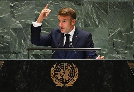 photo Emmanuel Macron à la 79e assemblée générale des Nations unies, à New York, aux États-Unis, le 25 septembre 2024. TIMOTHY A. CLARY / AFP 