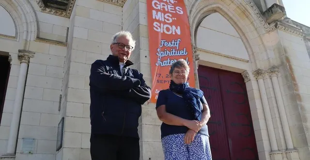 photo  le curé de sablé-sur-sarthe, hervé-marie cotten, ici aux côtés d’odile pruvot, accueille l’événement congrès mission pendant trois jours au sein de sa paroisse.  &copy;  ouest-france 