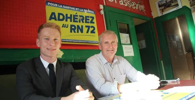 photo  romain lemoigne et pierre vaugarny, deux représentants du bureau départemental du rassemblement national en sarthe.  &copy;  ouest-france 