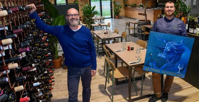 photo  les ponts-de-cé, le 25 septembre 2024. guillaume réveillard (à gauche) et le chef françois-xavier gohard dans le nouvel univers du pois gourmand.  &copy;  laurent combet 