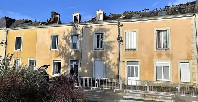 photo  l’état des immeubles d’habitation, vendredi 27 septembre 2024, quelques heures après l’incendie nocturne, rue des vignes, à juigné-sur-sarthe.  &copy;  ouest-france 