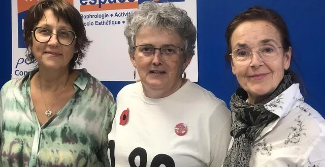 photo  marylène souchard (au centre), porte-parole du groupe des victimes des pesticides en sarthe, entourée du dr marie-hélène poirier-garcia et du dr françoise besnard, dans les locaux du comité sarthois de la ligue contre le cancer, au mans.  &copy;  ouest-france 