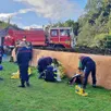 photo  les pompiers en exercice au manoir de la cour, samedi 28 septembre 2024, à asnières-sur-vègre. 