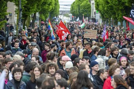 photo Des manifestants à Rennes (Ille-et-Vilaine), en mai 2024. Photo d’illustration. MATHIEU PATTIER / ARCHIVES OUEST-FRANCE 