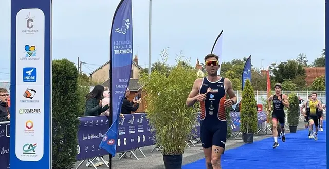 photo  nicolas marie-daru franchit la ligne en sixième position, à châteauroux, le dimanche 29 septembre 2024.  &copy;  ouest-france 