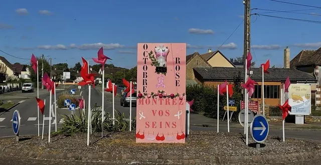 photo  le rond-point du point du jour aux couleurs d’octobre rose.  &copy;  ouest-france 