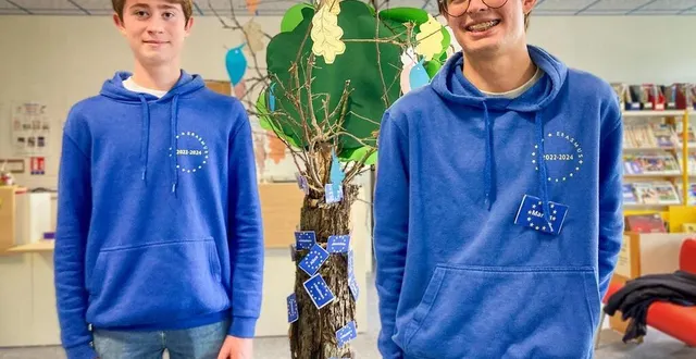 photo  de gauche à droite, valentin et marius, 2 des lycéens ayant bénéficié du programme erasmus en 2023.  &copy;  ouest-france 