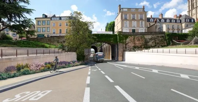 photo  une chronoligne à double sens, une piste cyclable protégée et un trottoir élargi vont être mis en place au niveau du tunnel wilbur-wright, au mans (sarthe).  &copy;  le mans métropole 