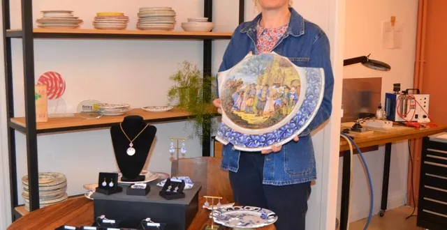 photo  clélia chotard qui a commencé en ramassant des faïences cassées dans la vézanne expose aujourd’hui à versailles.  &copy;  le maine libre 