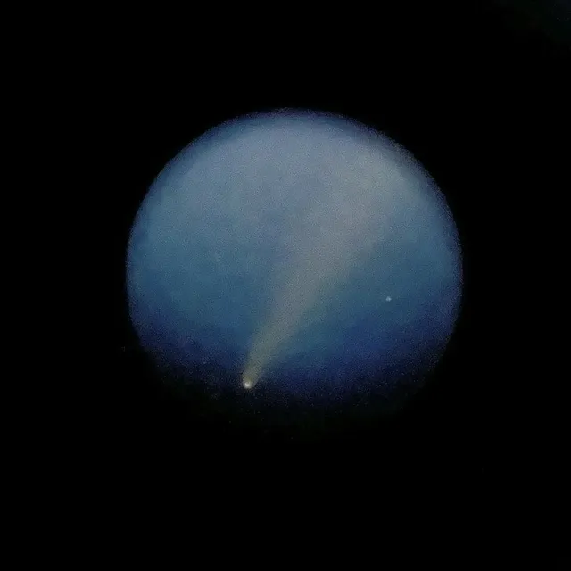 photo la comète tsuchinshan-atlas photographiée à travers une lunette astronomique, en début de soirée de vendredi 18 octobre 2024, près de gacé, dans l’orne.  ©  ouest-france