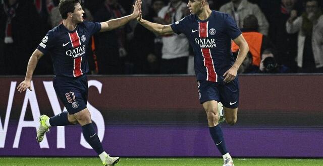 photo achraf hakimi débloque le compteur parisien. © julien de rosa / afp