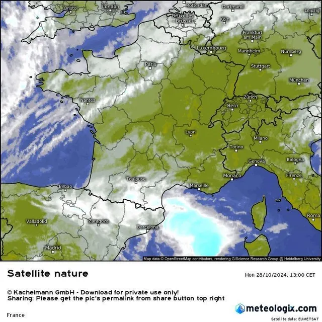 Le ciel de France ce mardi 29 octobre 2024 à 11 h. METEOLOGIX photo le ciel de france ce mardi 29 octobre 2024 à 11 h. © meteologix